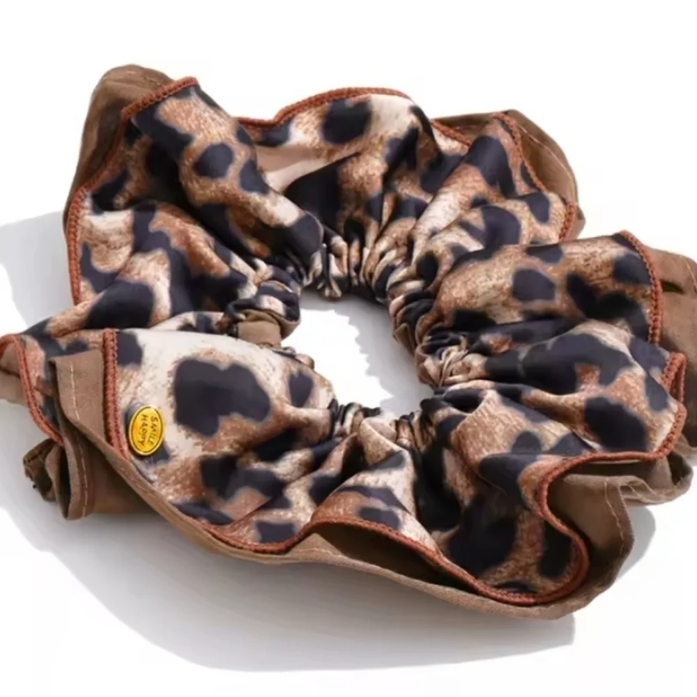 New! Leopard Satin Scrunchie Hair Tie Ponytail Holder